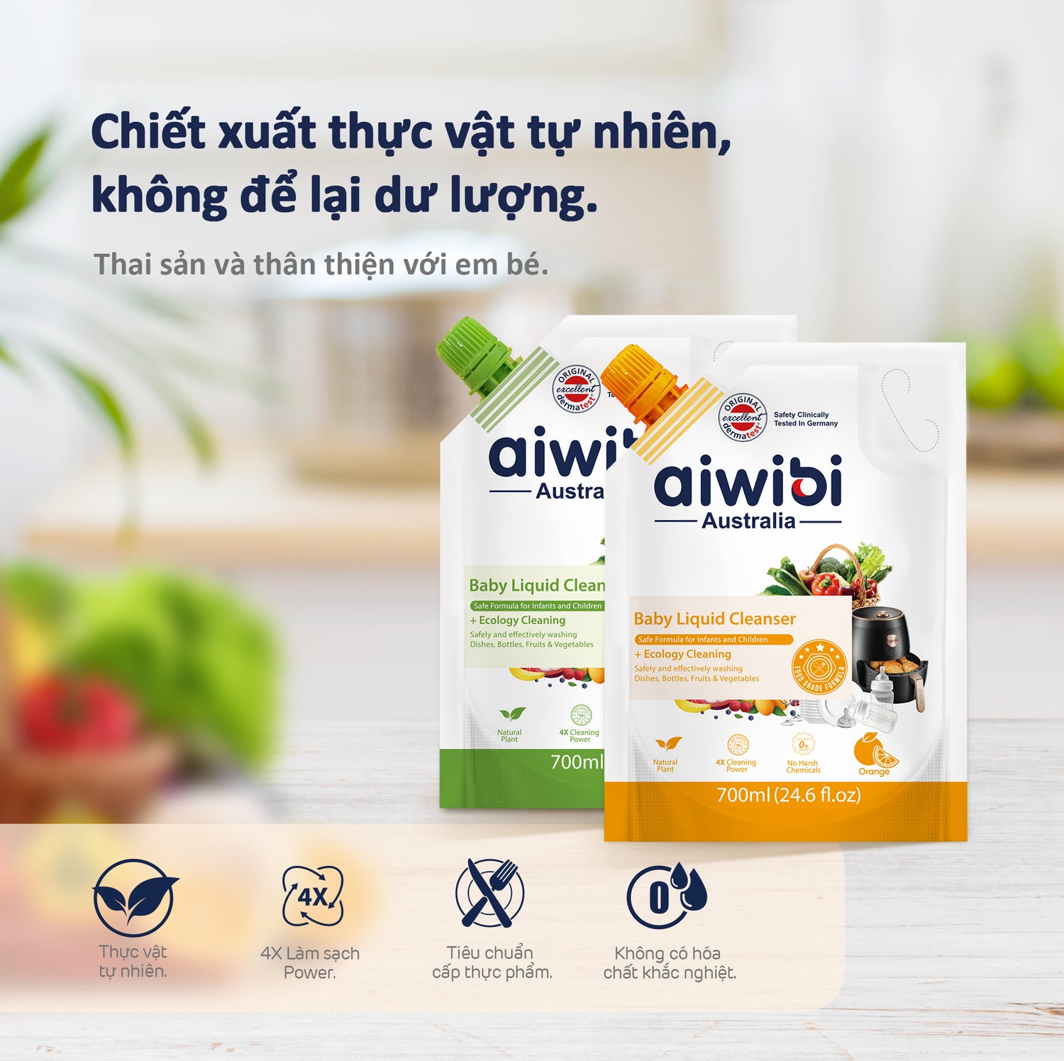 Nước rửa rau củ quả và đồ dùng cho bé dạng lỏng 700ml