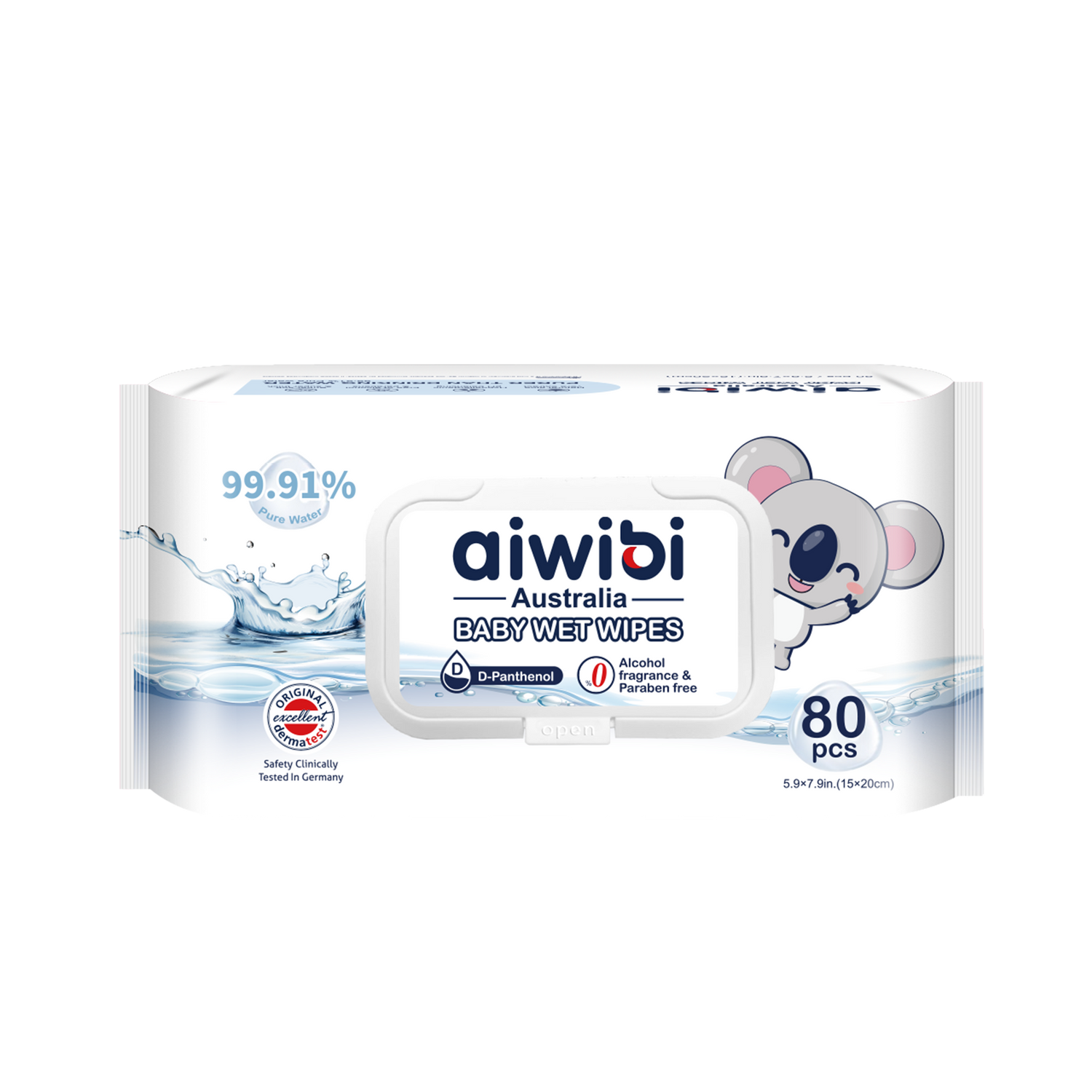 Bao bì khăn ướt Aiwibi thiết kế hộp sang trọng, 80 tờ tiết kiệm cho gia đình.