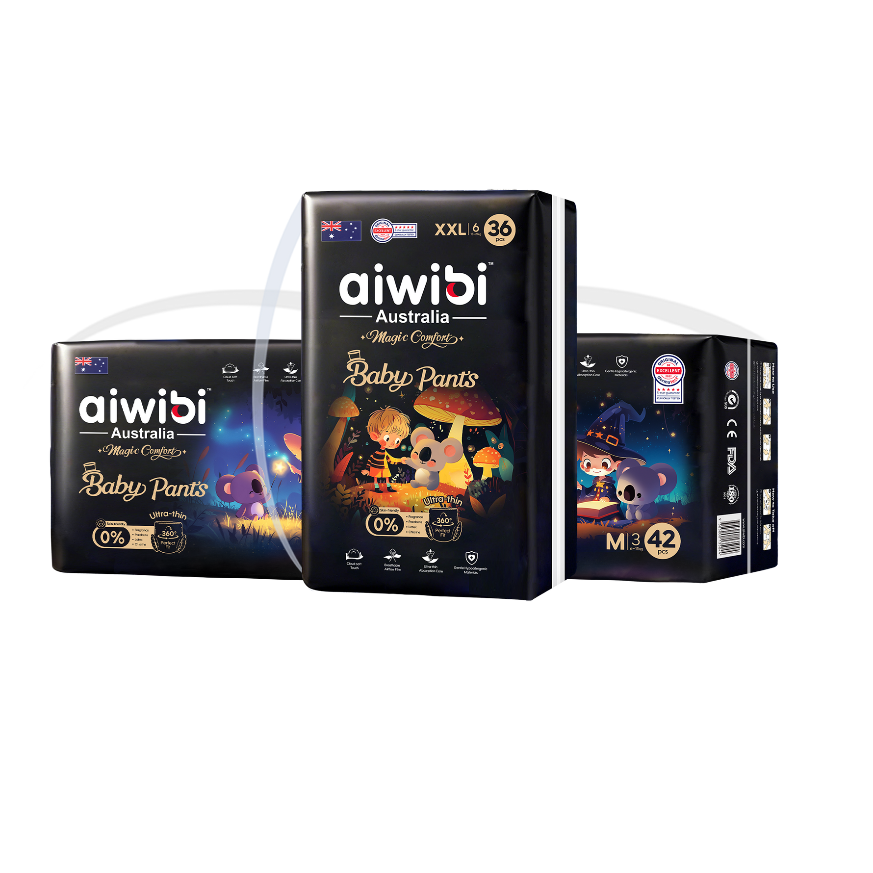 Tã dán siêu cao cấp Aiwibi Magic Comfort - Thiết kế đai lưng chun nhẹ như không khí và bề mặt sợi siêu mịn cho làn da nhạy cảm.