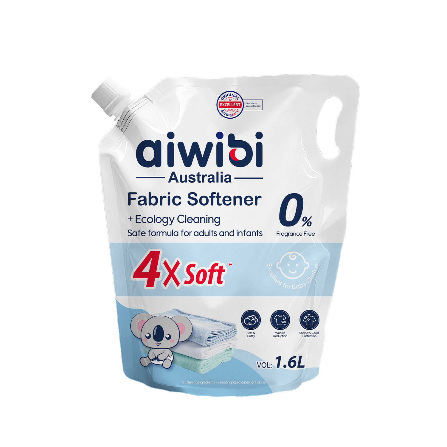 Nước Xả Vải Aiwibi Cho Quần Áo Mềm Mại, Dịu Nhẹ - Không Hương Liệu (1600ml)