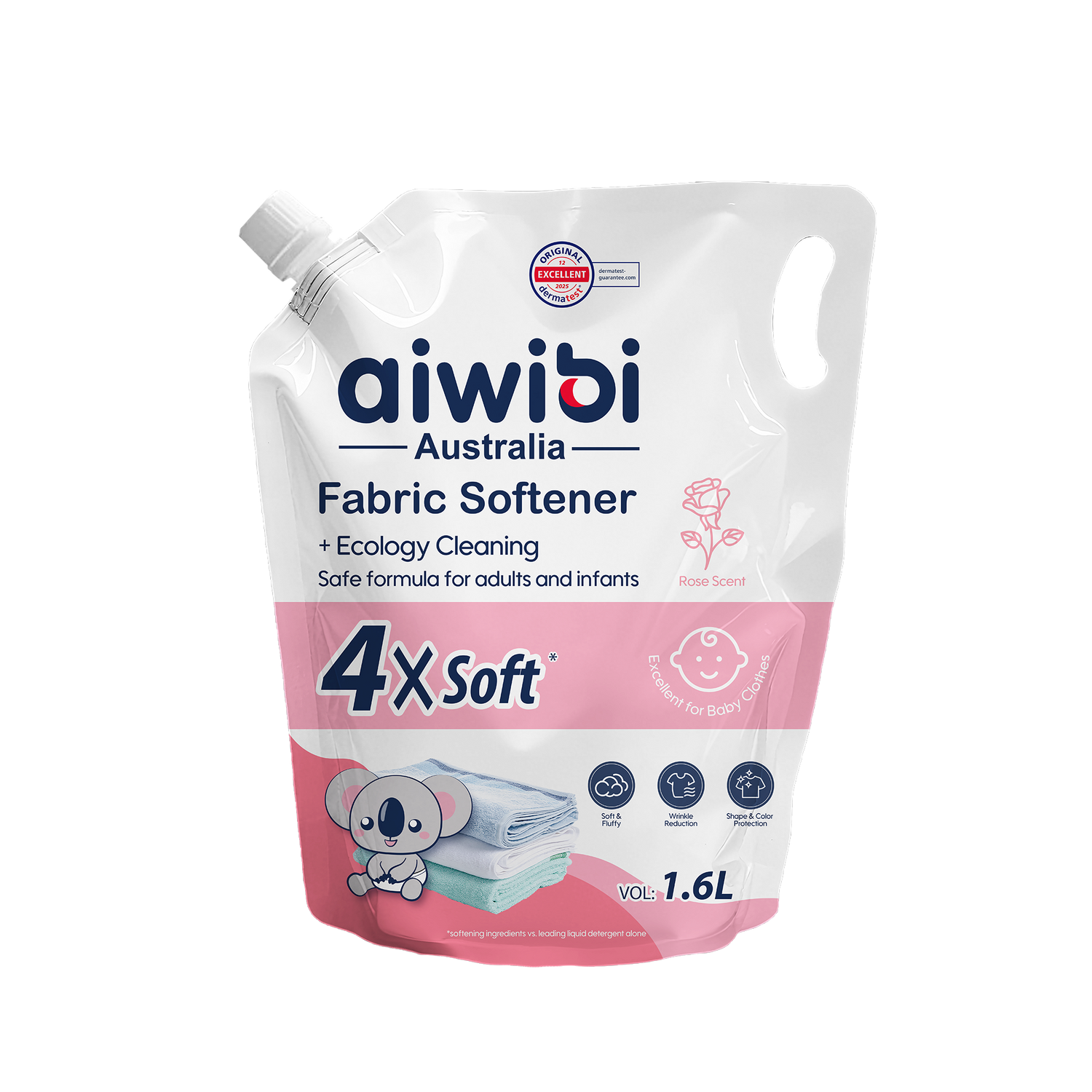 Nước Xả Vải Aiwibi Cho Quần Áo Mềm Mại, Dịu Nhẹ - Hương Hoa Hồng (1600ml)