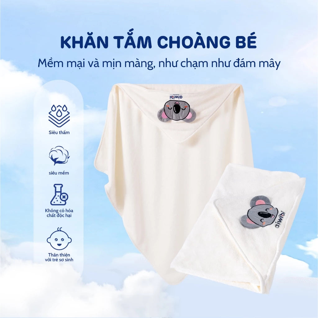 Khăn tắm trùm đầu cho bé