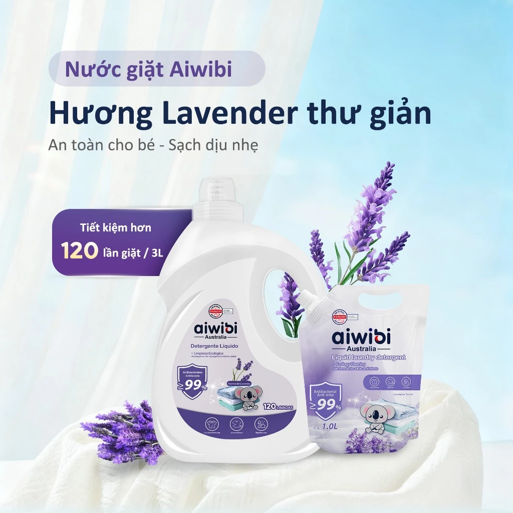 Nước giặt Aiwibi cho bé – dịu nhẹ, hương Lavender