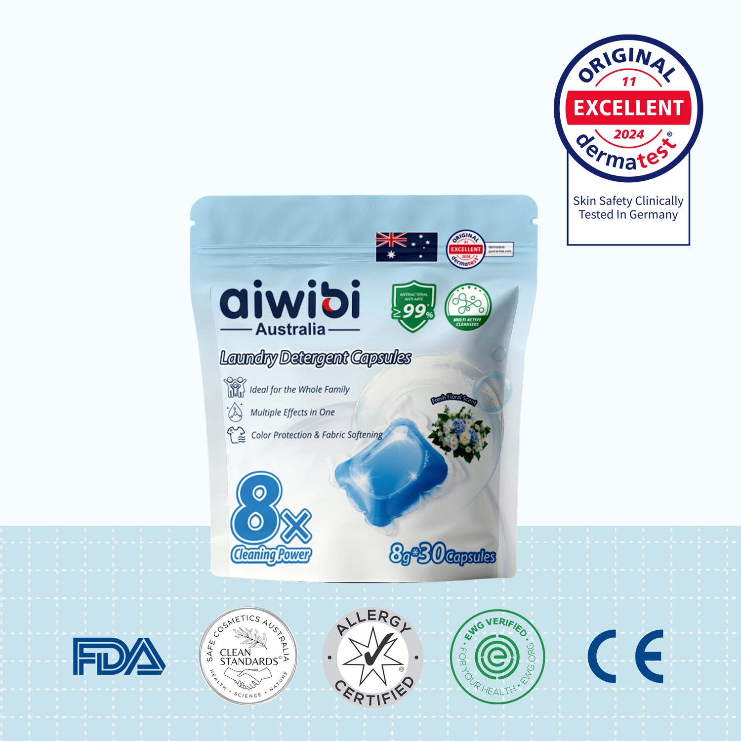 Viên giặt Aiwibi 3in1 – 30 viên, sạch thơm, hương hoa