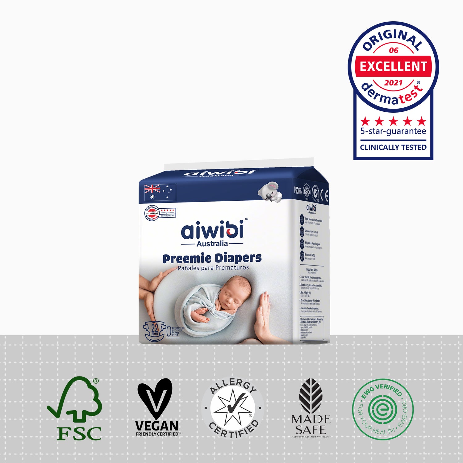 Bỉm Aiwibi Preemie siêu thấm, chống tràn – 22 miếng