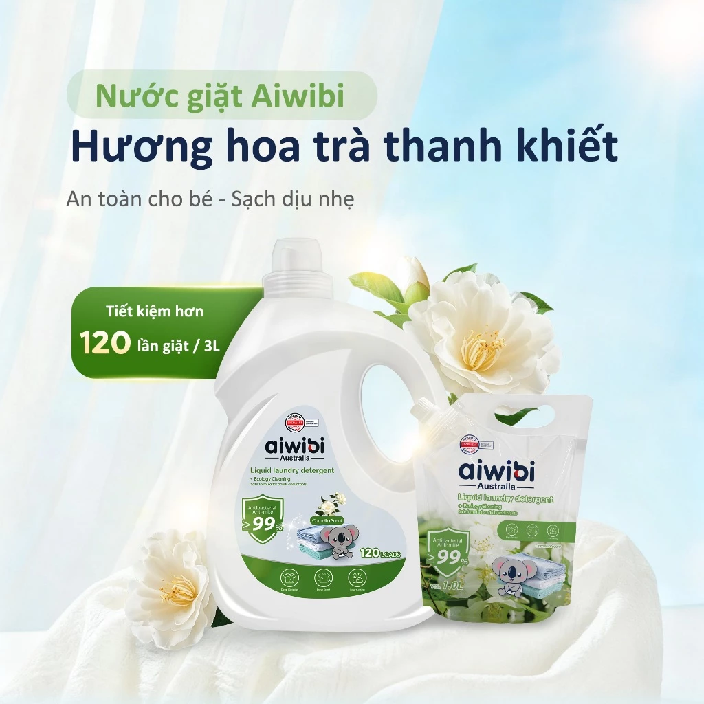 Nước giặt Aiwibi cho bé – dịu nhẹ, hương Camellia