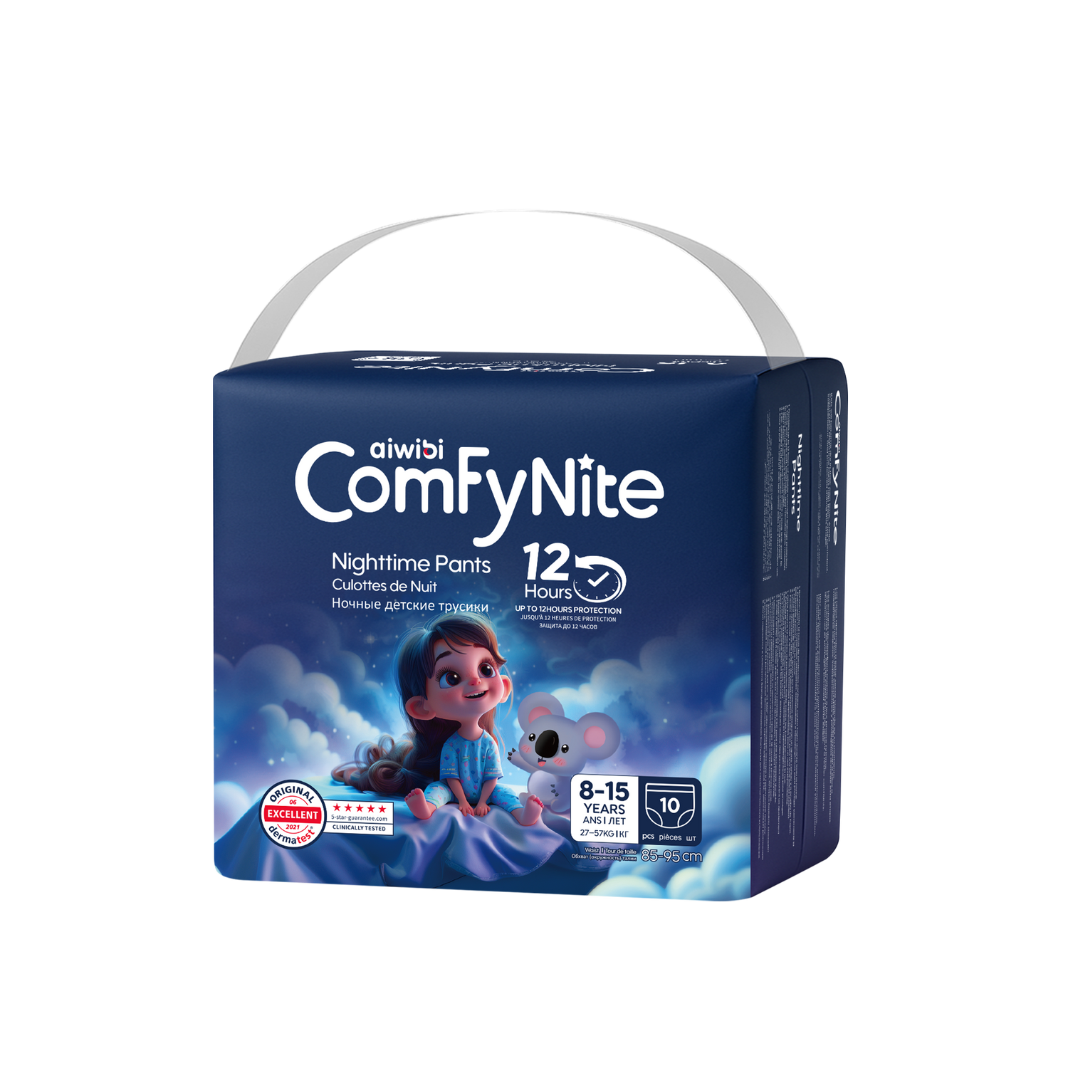 Tã/Bỉm Quần Ban Đêm Aiwibi ComFyNite Siêu Thấm Hút, Cho Bé Cân Nặng Lớn - 10 Miếng - S/M/L/XL