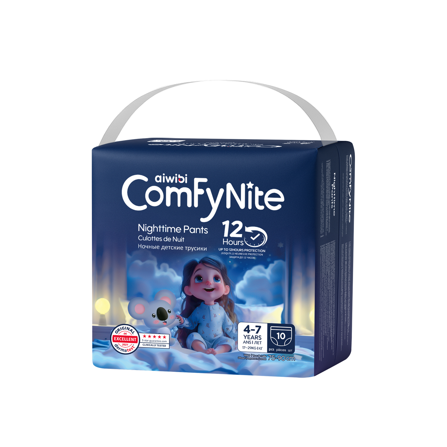 Tã/Bỉm Quần Ban Đêm Aiwibi ComFyNite Siêu Thấm Hút, Cho Bé Cân Nặng Lớn - 10 Miếng - S/M/L/XL