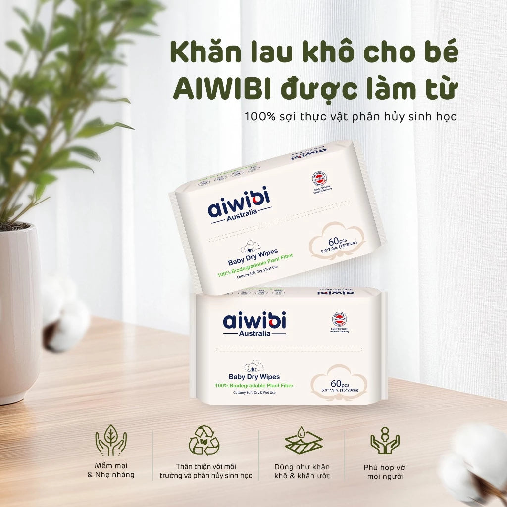 Không chứa paraben, cồn hay hương liệu, khăn lau Aiwibi tinh khiết như nước.