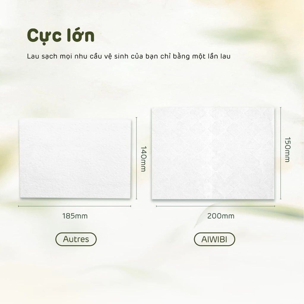 Khăn lau khô Aiwibi kích thước lớn 15x20cm, lau sạch chỉ 1 lần chạm
