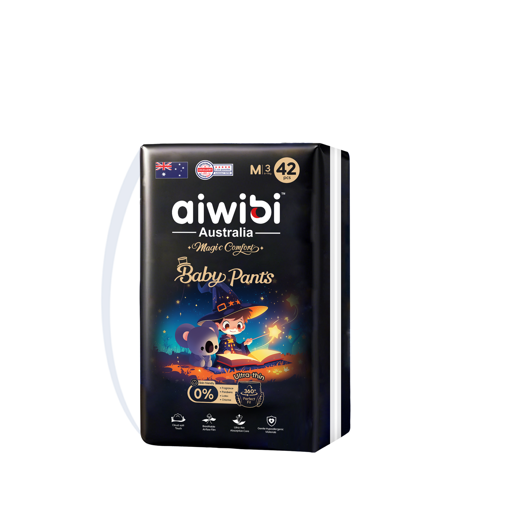 Hình ảnh bao bì chính hãng tã quần Aiwibi Magic Comfort size M (6-11kg)
