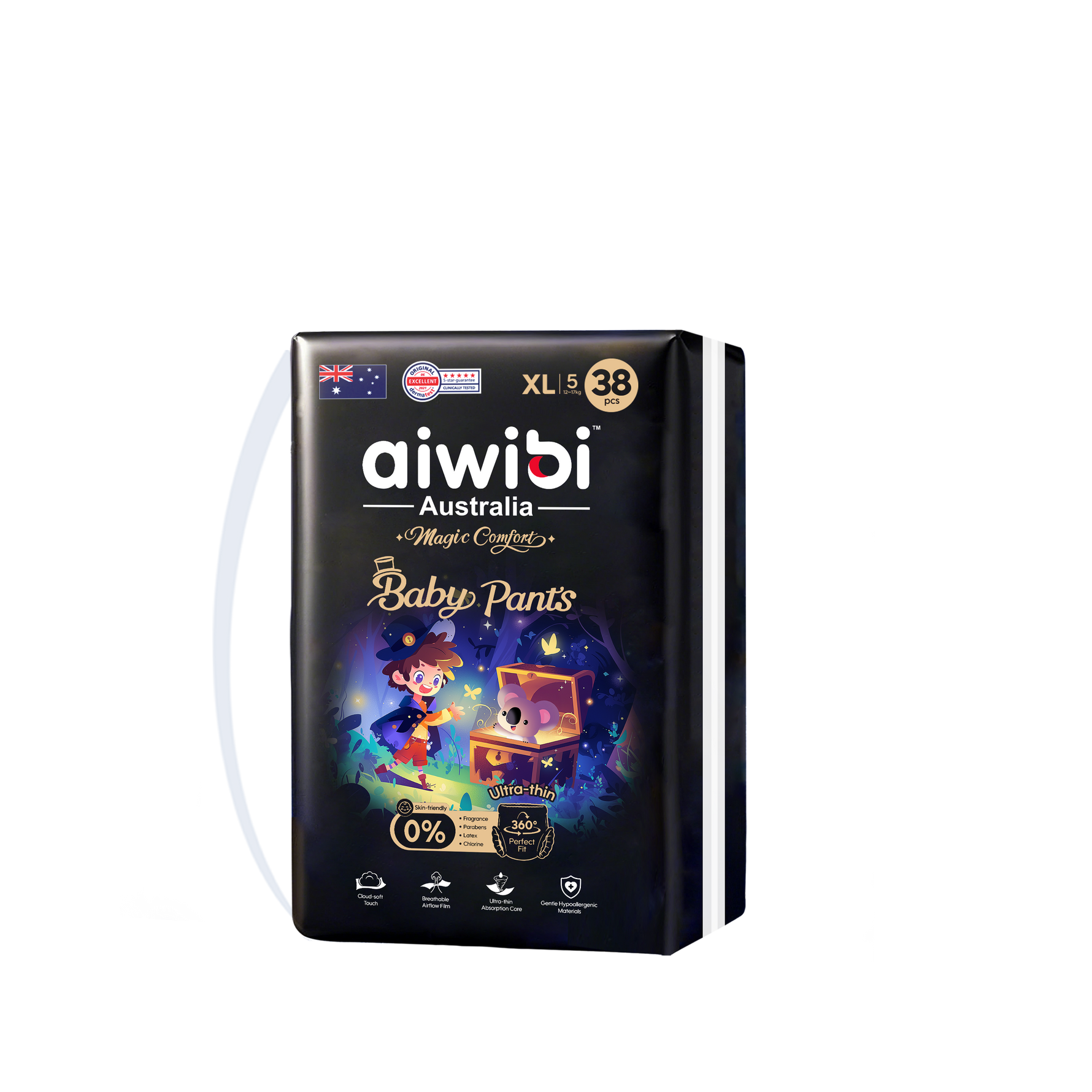Hình ảnh bao bì chính hãng tã quần Aiwibi Magic Comfort size XL (12-17kg)