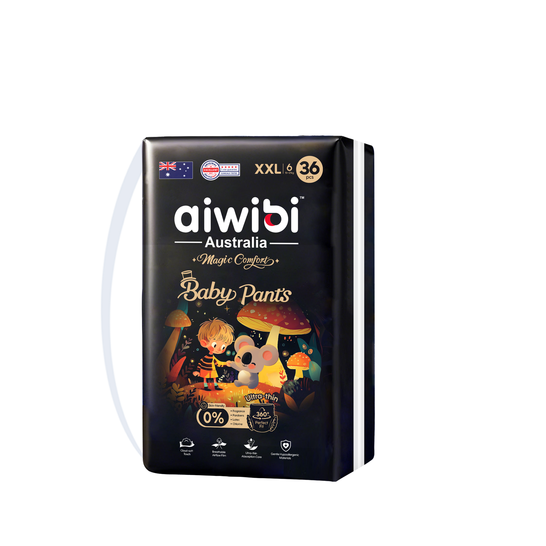 Hình ảnh bao bì chính hãng tã quần Aiwibi Magic Comfort size XXL (15-21kg)