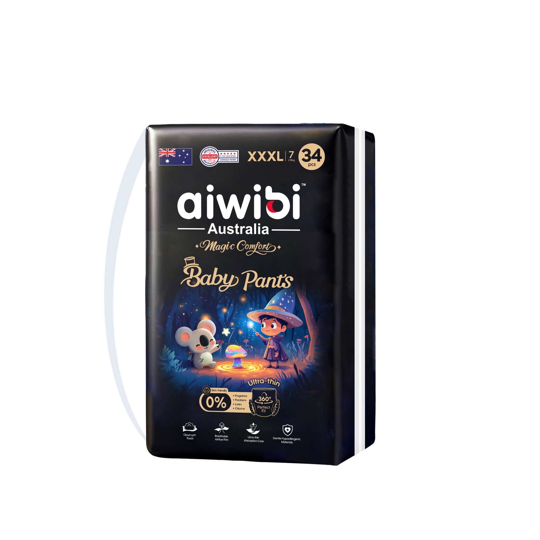 Hình ảnh bao bì chính hãng tã quần Aiwibi Magic Comfort size XXXL (>18kg)