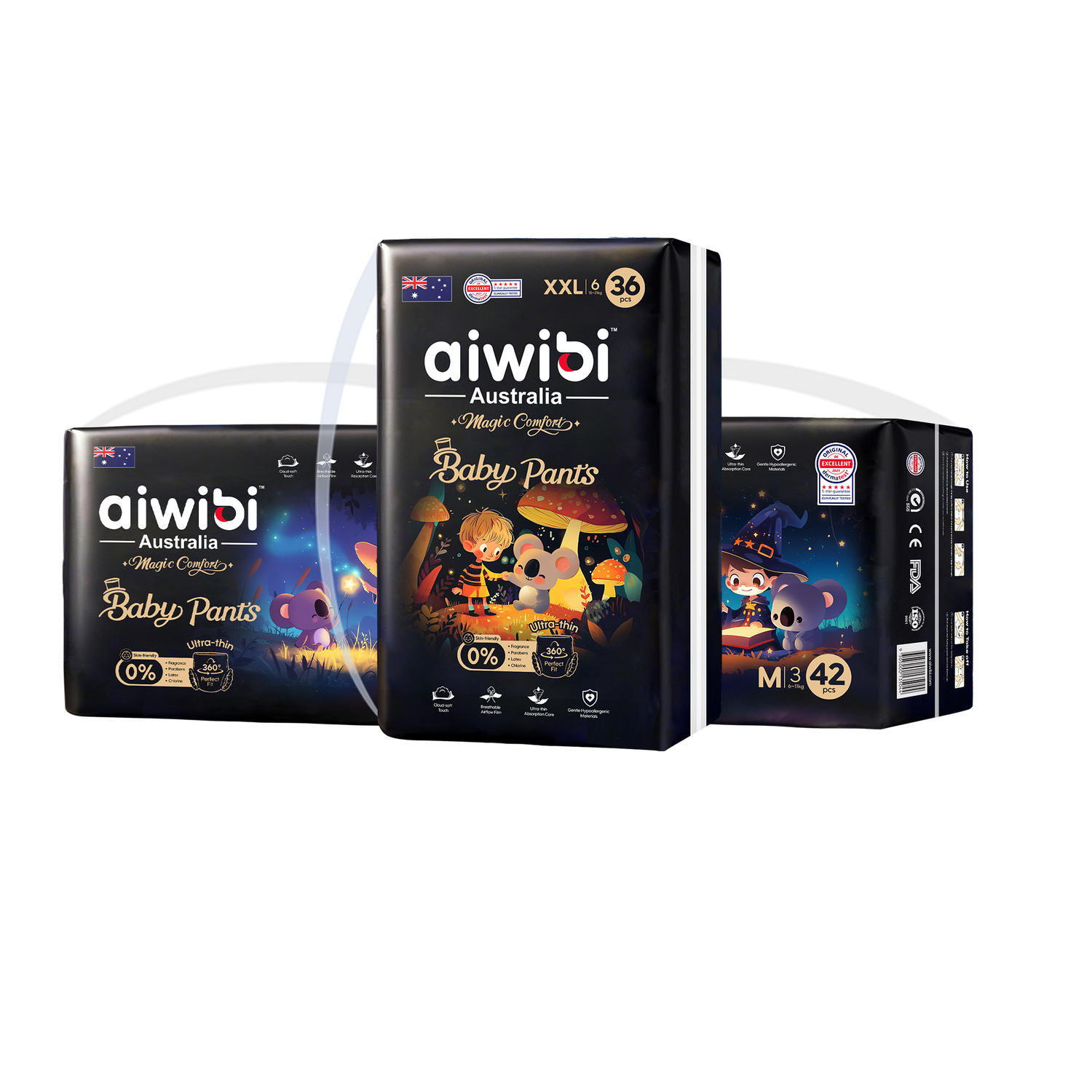 Tã dán siêu cao cấp Aiwibi Magic Comfort - Thiết kế đai lưng chun nhẹ như không khí và bề mặt sợi siêu mịn cho làn da nhạy cảm.